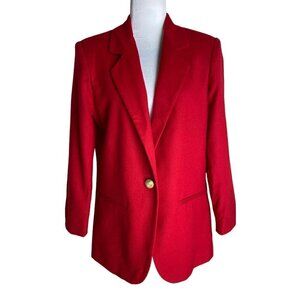 VINTAGE 90s Oversized Blazer Jacket 100% Wool Savannah Women's Sz 8 PETITE
